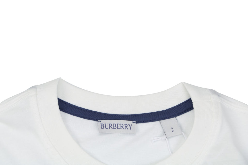 Burberry Equestrian Knight Embroidered Short Sleeve Tee — White