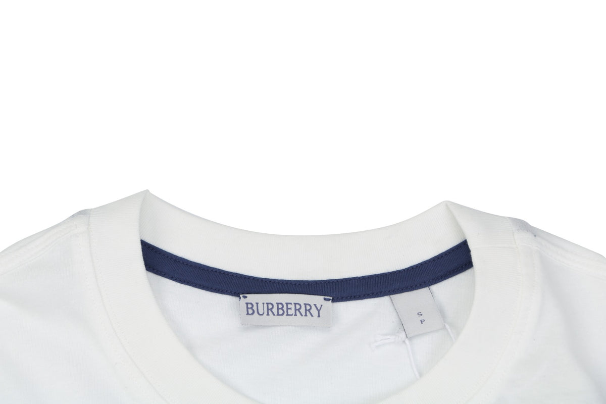 Burberry Equestrian Knight Embroidered Short Sleeve Tee — White