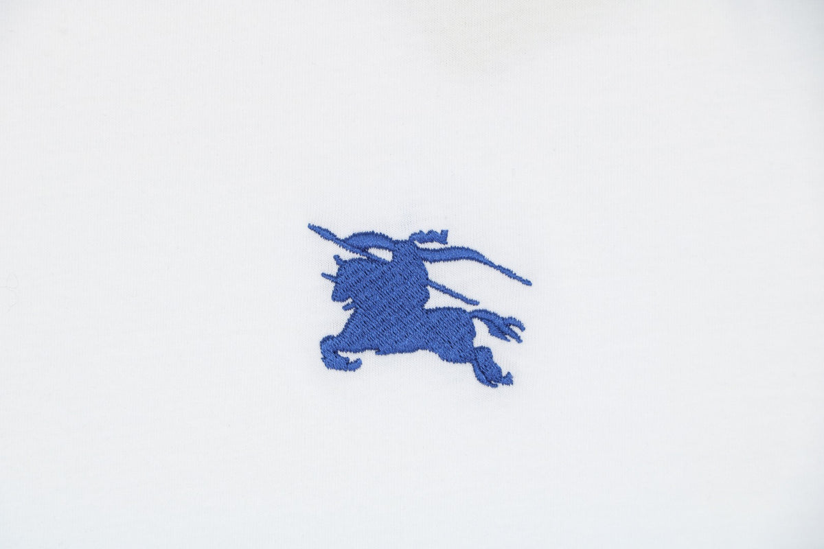 Burberry Equestrian Knight Embroidered Short Sleeve Tee — White