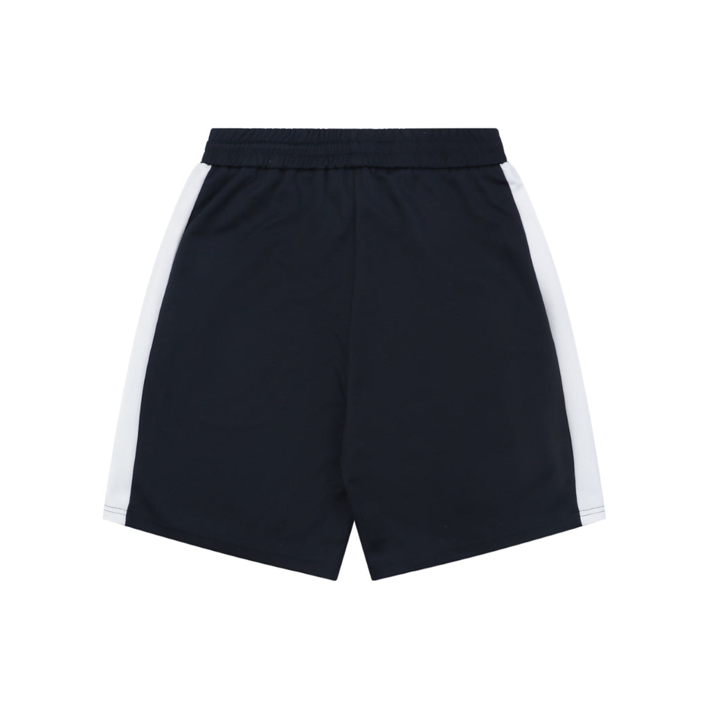Gucci Interlocked GG Embroidered White Side Panel Shorts — Navy