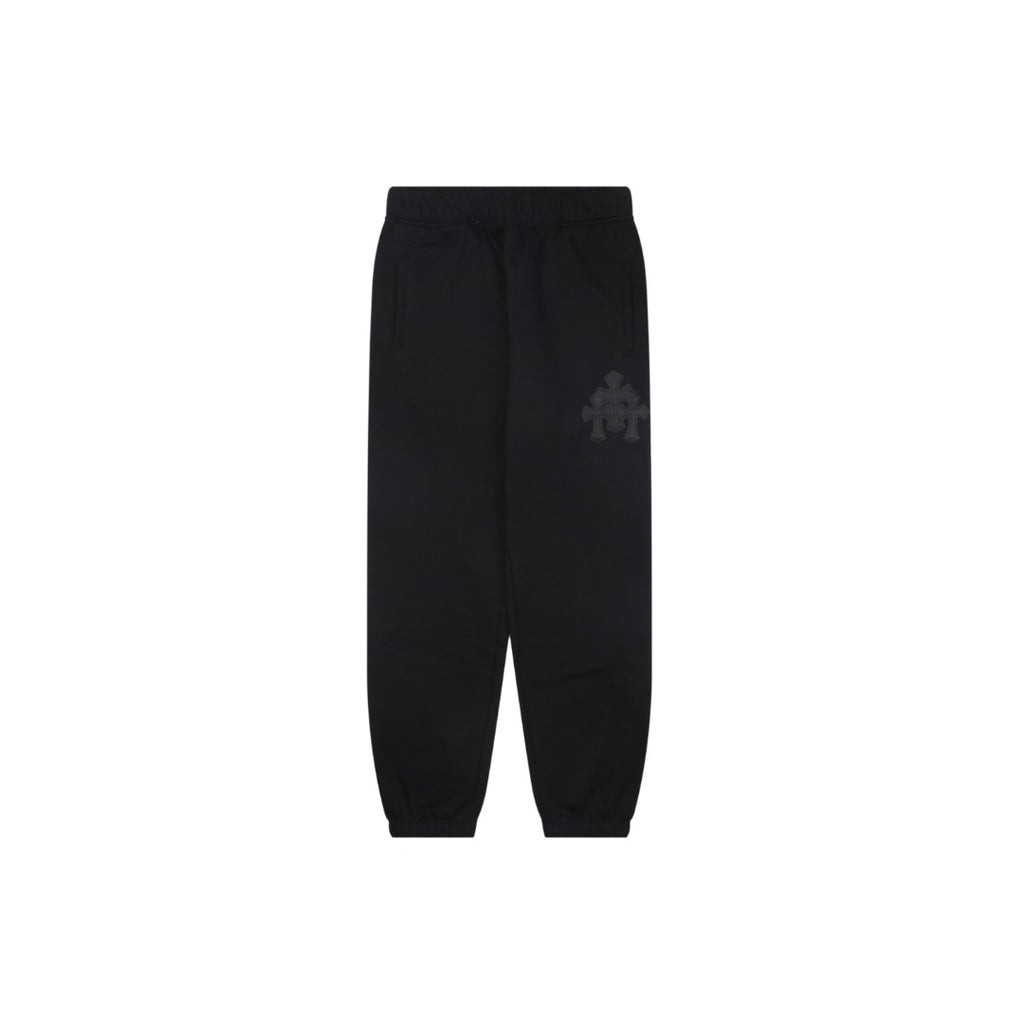 Chrome Hearts Cross Leather Patch Cuffed Sweatpants — Black