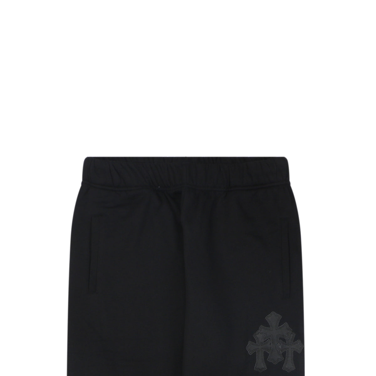 Chrome Hearts Cross Leather Patch Cuffed Sweatpants — Black