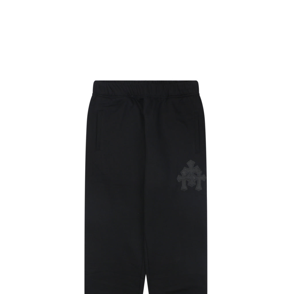 Chrome Hearts Cross Leather Patch Cuffed Sweatpants — Black