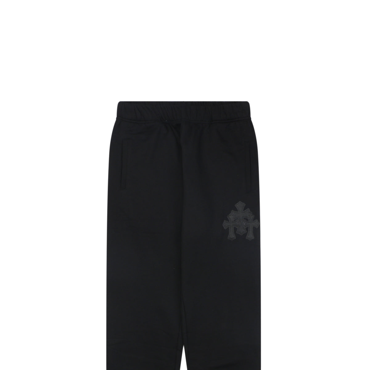 Chrome Hearts Cross Leather Patch Cuffed Sweatpants — Black