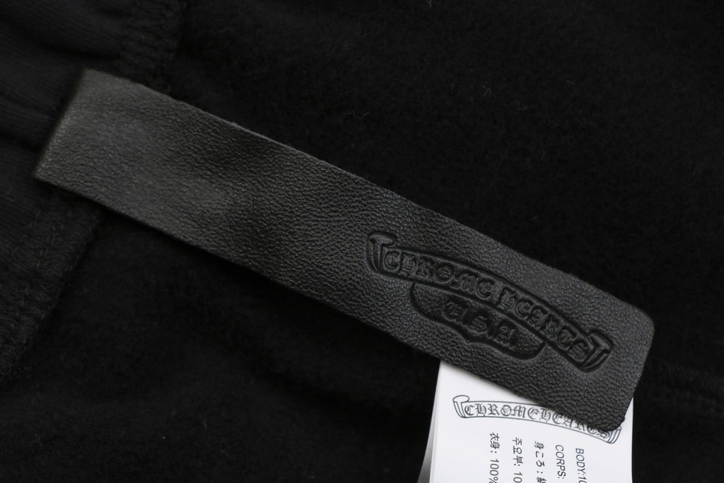 Chrome Hearts Cross Leather Patch Cuffed Sweatpants — Black
