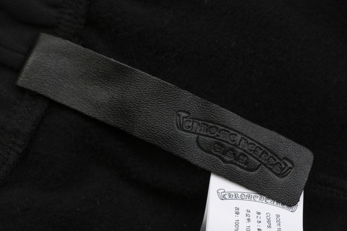 Chrome Hearts Cross Leather Patch Cuffed Sweatpants — Black