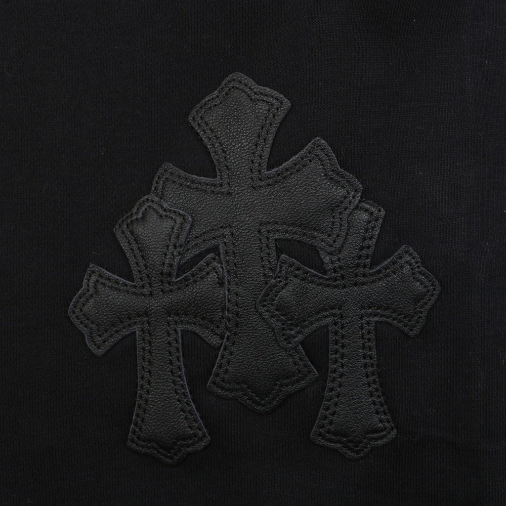 Chrome Hearts Cross Leather Patch Cuffed Sweatpants — Black