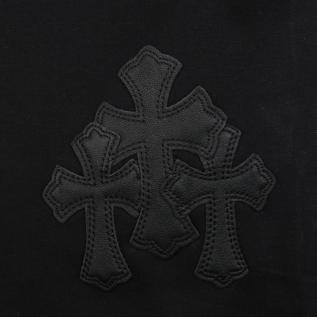 Chrome Hearts Cross Leather Patch Cuffed Sweatpants — Black