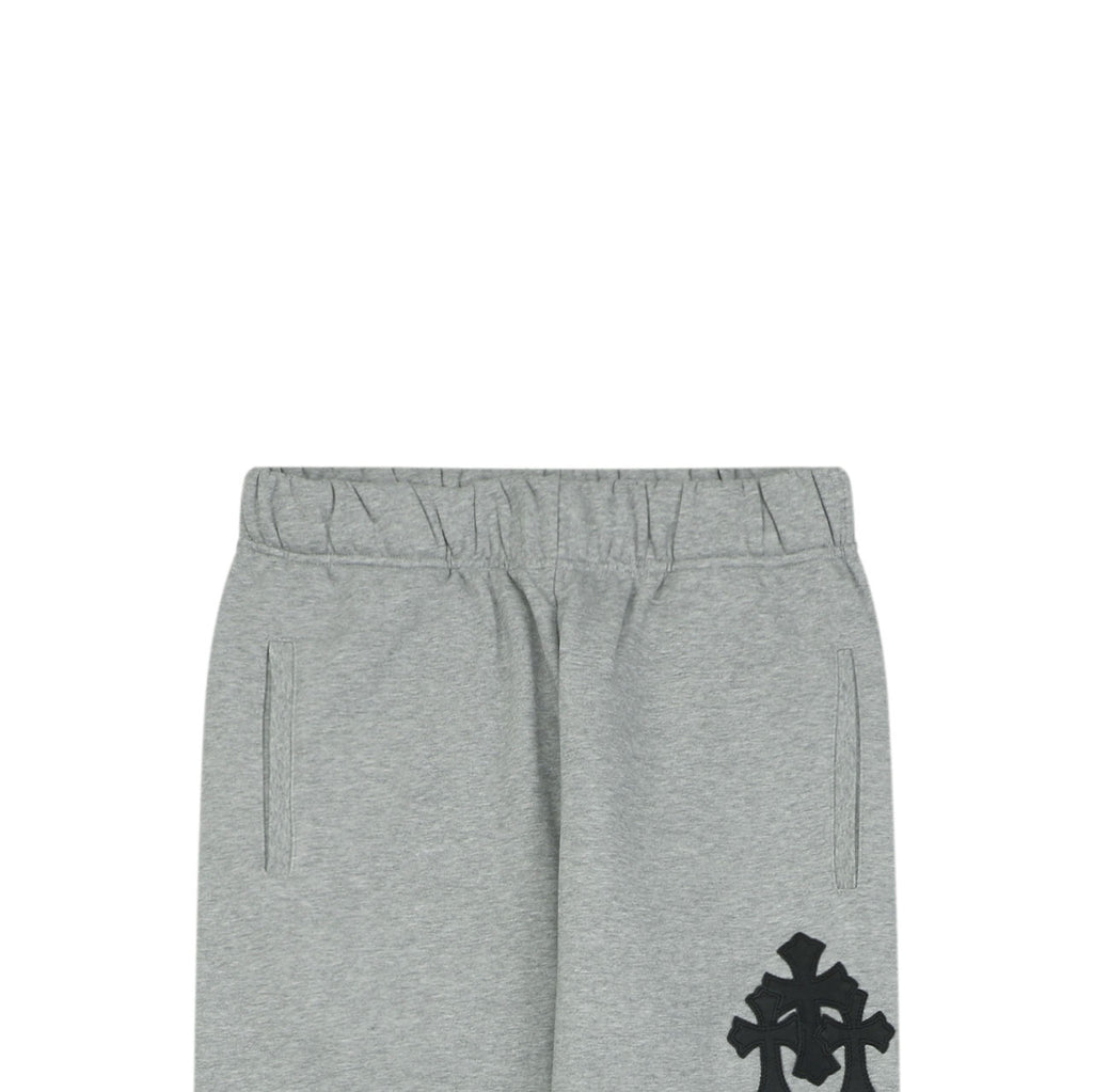 Chrome Hearts Cross Leather Patch Cuffed Sweatpants — Grey