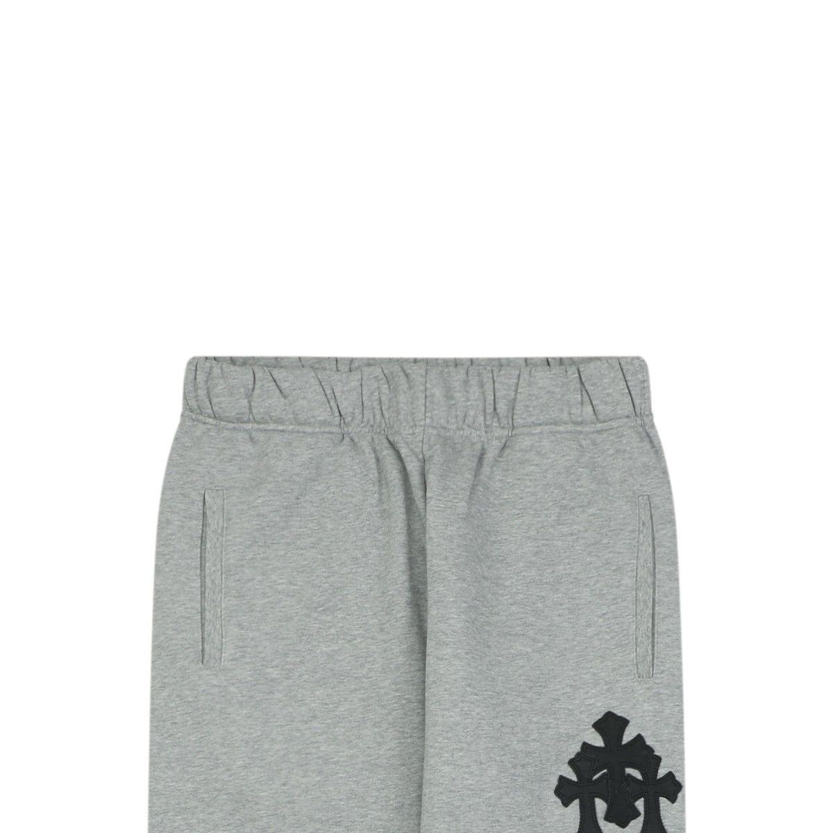 Chrome Hearts Cross Leather Patch Cuffed Sweatpants — Grey