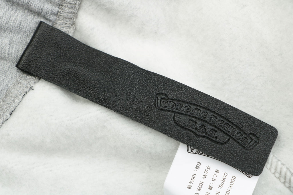 Chrome Hearts Cross Leather Patch Cuffed Sweatpants — Grey