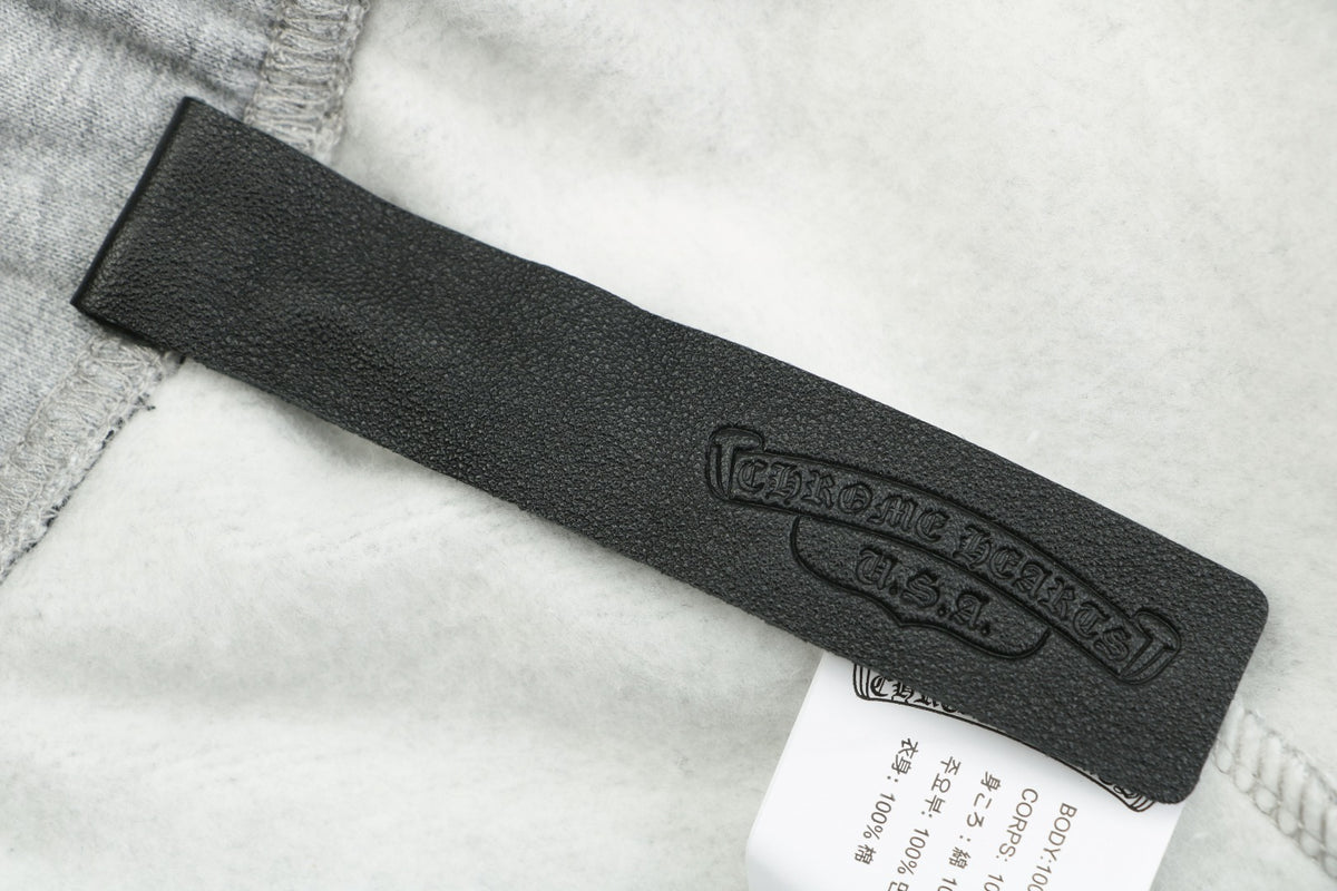 Chrome Hearts Cross Leather Patch Cuffed Sweatpants — Grey