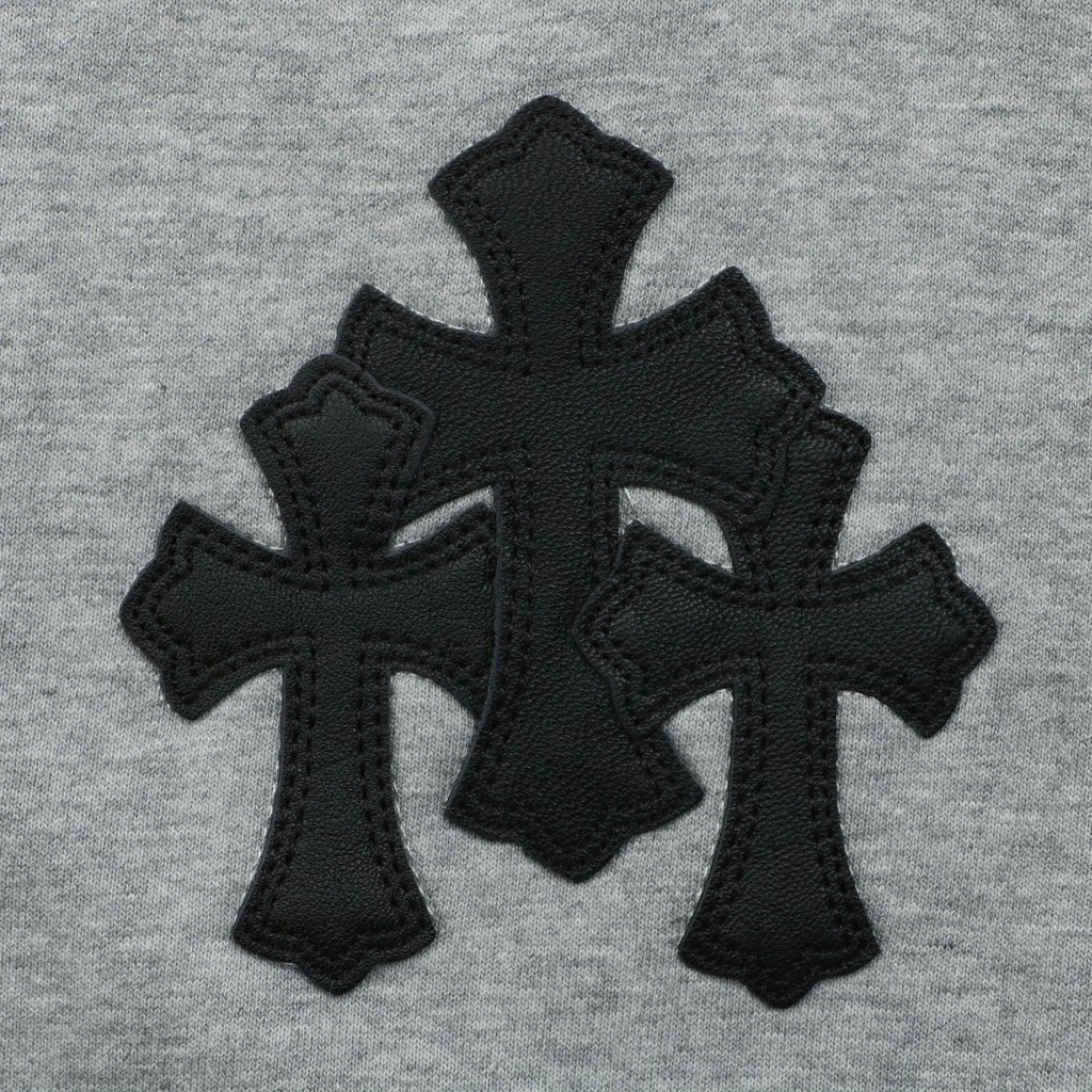 Chrome Hearts Cross Leather Patch Cuffed Sweatpants — Grey
