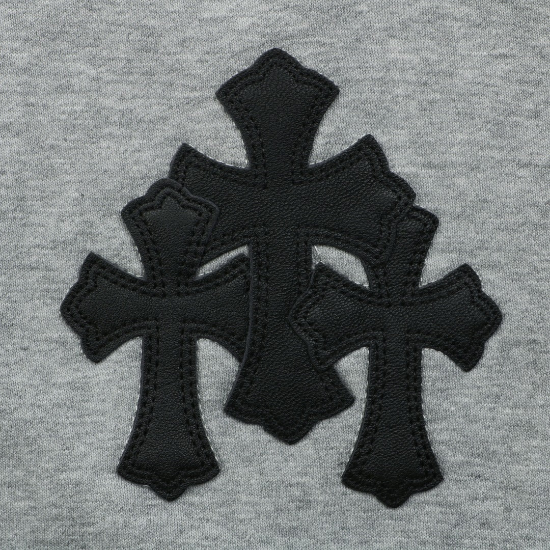 Chrome Hearts Cross Leather Patch Cuffed Sweatpants — Grey