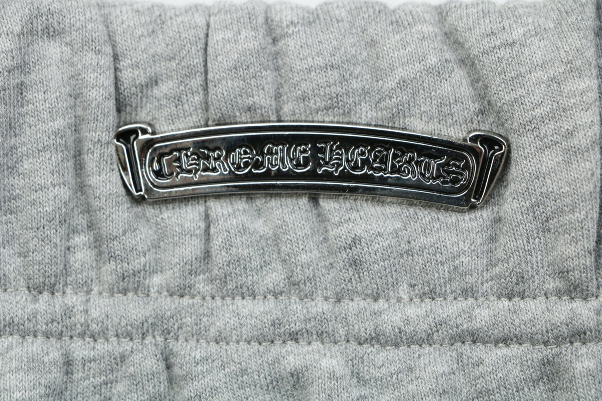 Chrome Hearts Cross Leather Patch Cuffed Sweatpants — Grey