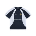 Balenciaga Wheat Crest B Soccer Jersey Short Sleeve Tee — Navy White