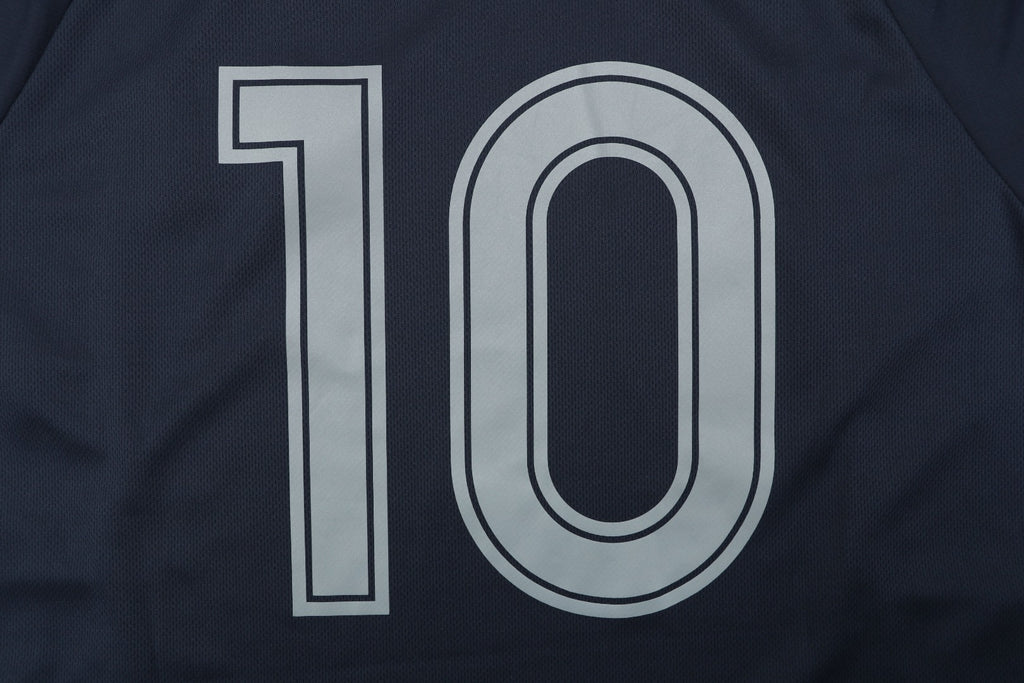 Balenciaga Wheat Crest B Soccer Jersey Short Sleeve Tee — Navy White