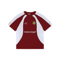 Balenciaga Wheat Crest B Soccer Jersey Short Sleeve Tee — Burgundy White
