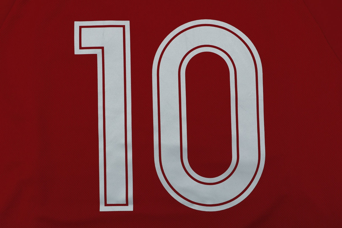 Balenciaga Wheat Crest B Soccer Jersey Short Sleeve Tee — Burgundy White