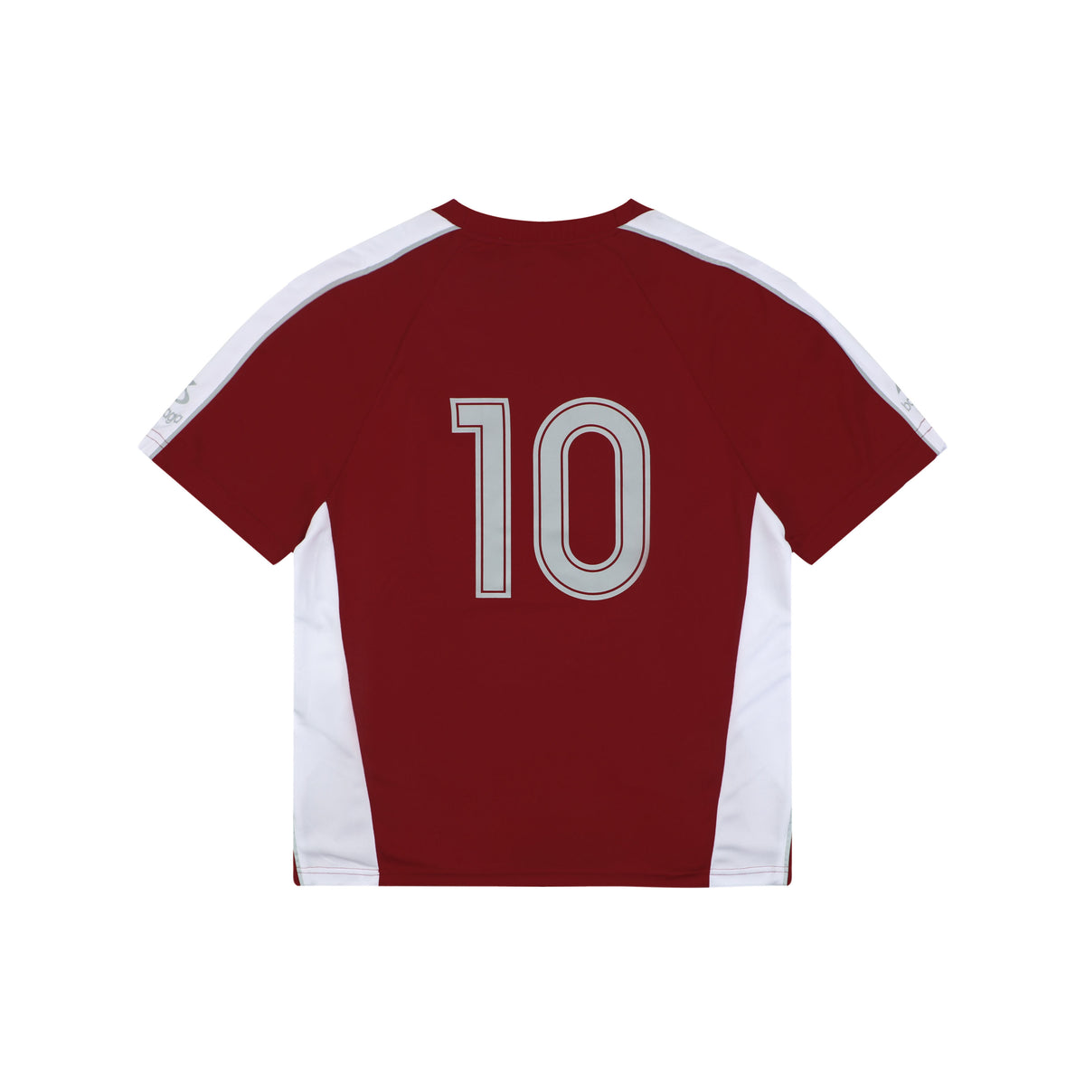 Balenciaga Wheat Crest B Soccer Jersey Short Sleeve Tee — Burgundy White