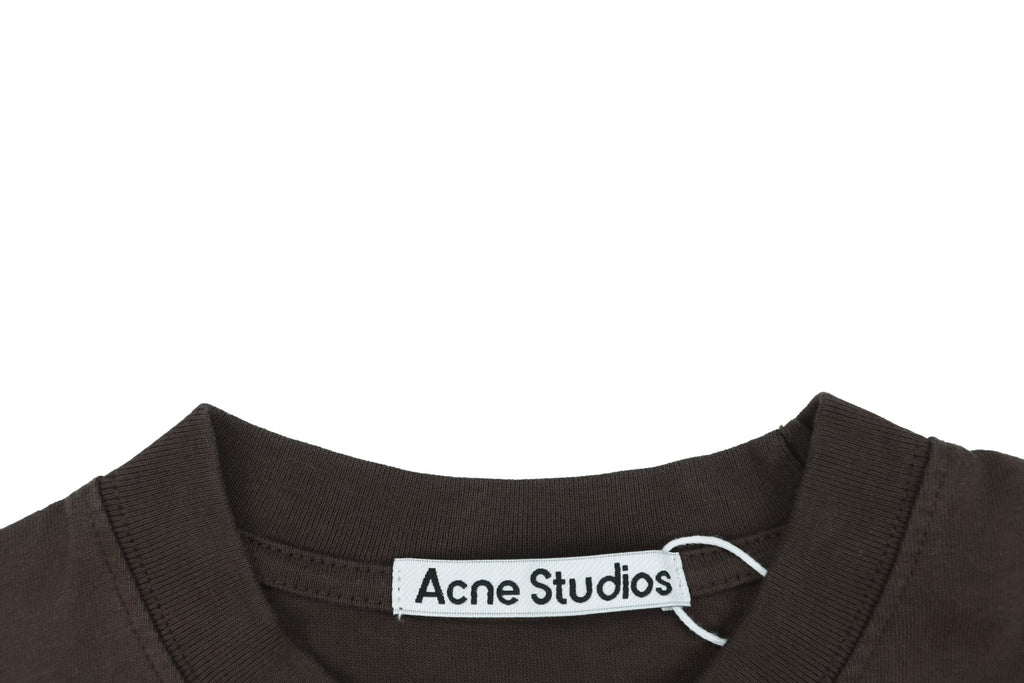Acne Studios Acne Gym Arc Leather Appliqé Short Sleeve Tee — Dark Brown