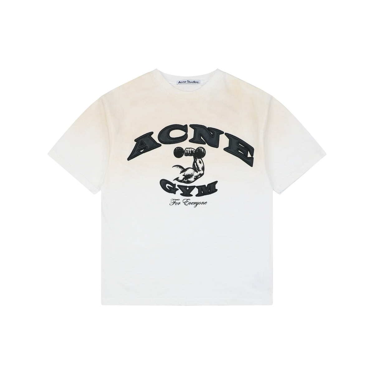 Acne Studios ACNE GYM Arc Leather-Appliqué Letter Short Sleeve Tee — Off White