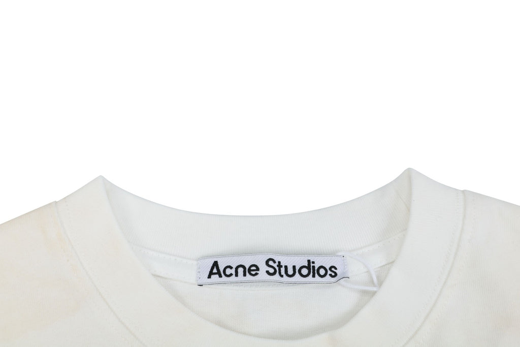Acne Studios ACNE GYM Arc Leather-Appliqué Letter Short Sleeve Tee — Off White