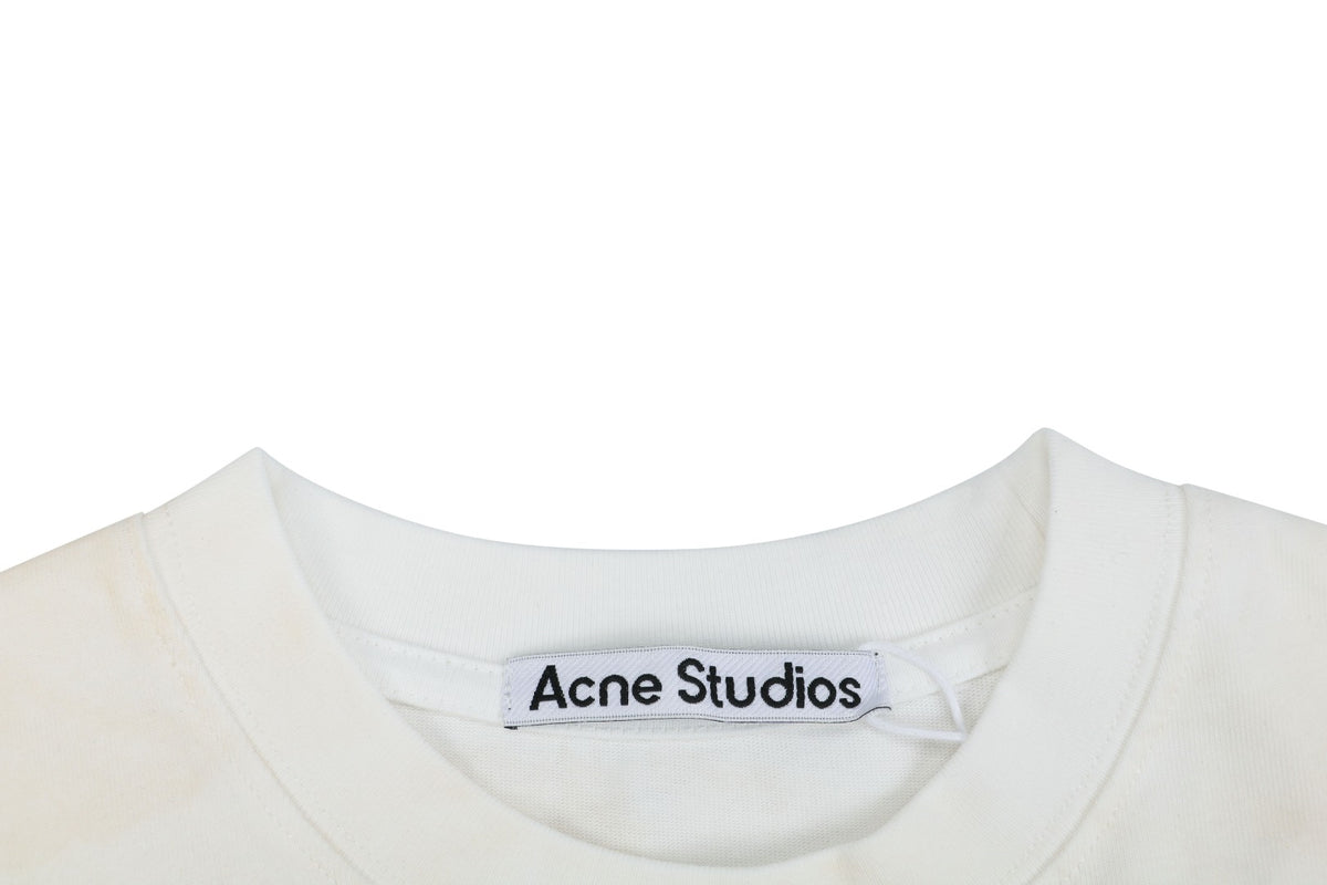 Acne Studios ACNE GYM Arc Leather-Appliqué Letter Short Sleeve Tee — Off White