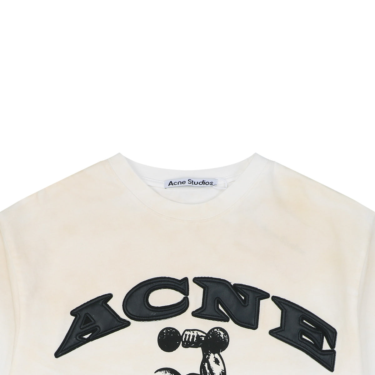 Acne Studios ACNE GYM Arc Leather-Appliqué Letter Short Sleeve Tee — Off White