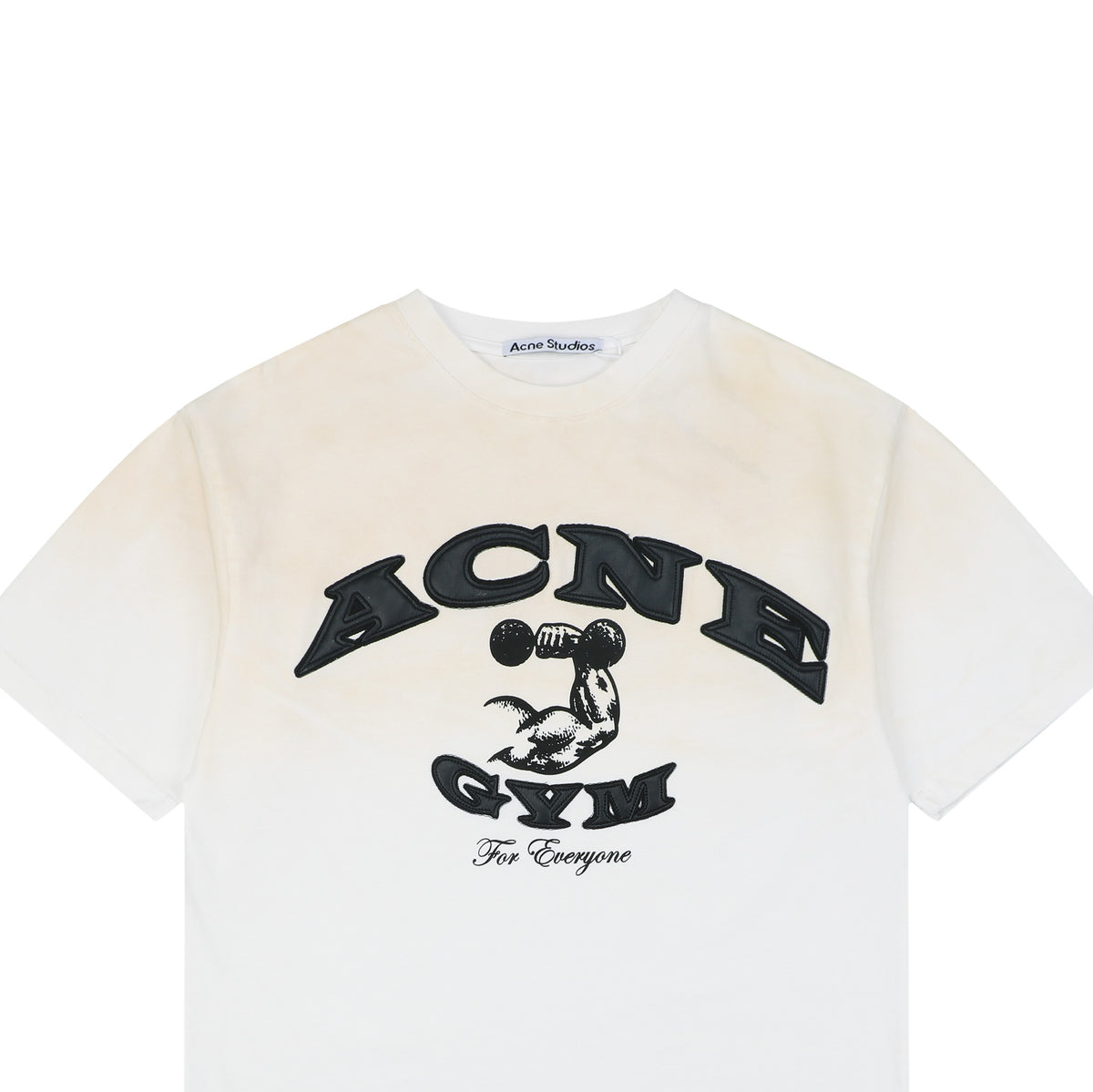 Acne Studios ACNE GYM Arc Leather-Appliqué Letter Short Sleeve Tee — Off White