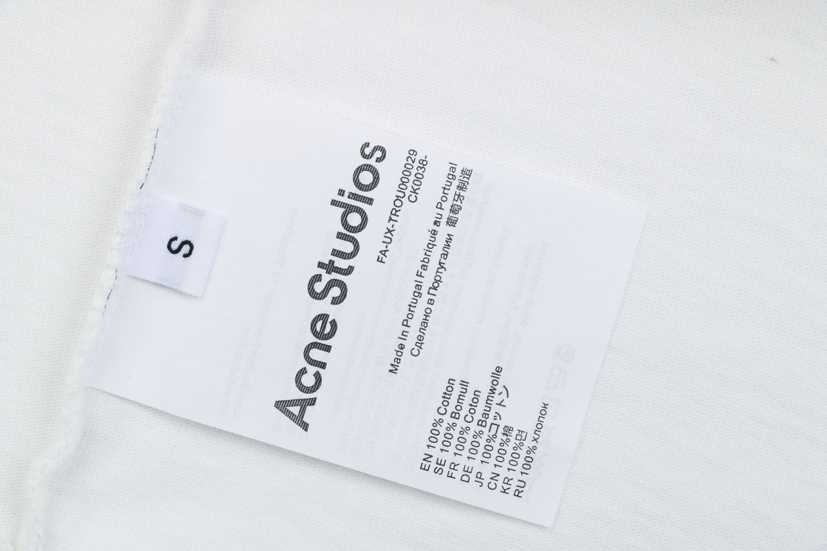 Acne Studios ACNE GYM Arc Leather-Appliqué Letter Short Sleeve Tee — Off White