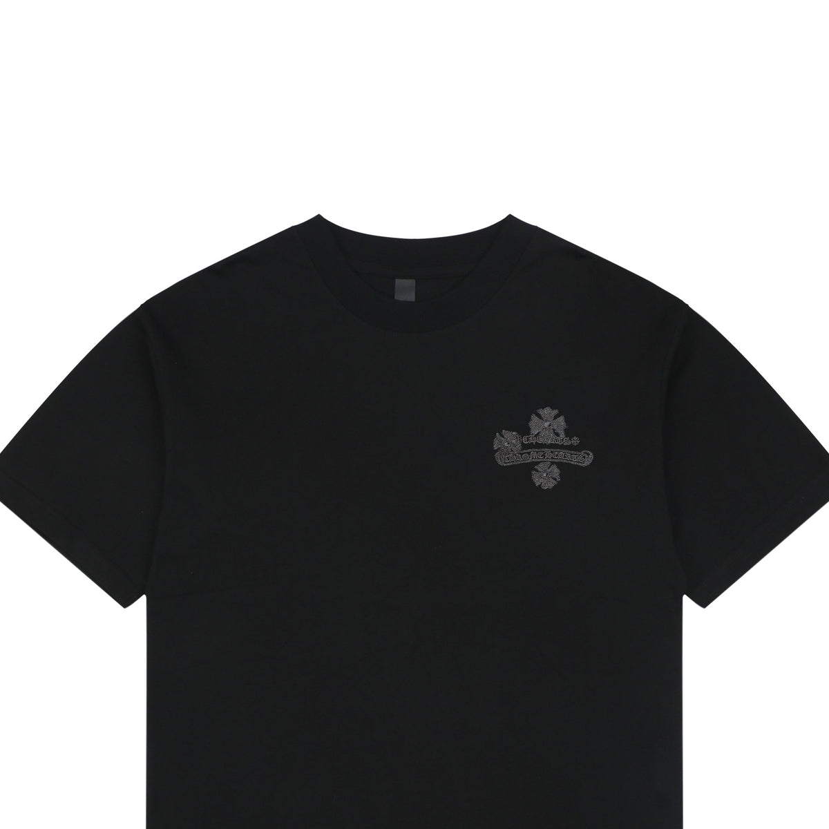 Chrome Hearts Floral Cross Stitch Embroidery Short Sleeve Tee — Black
