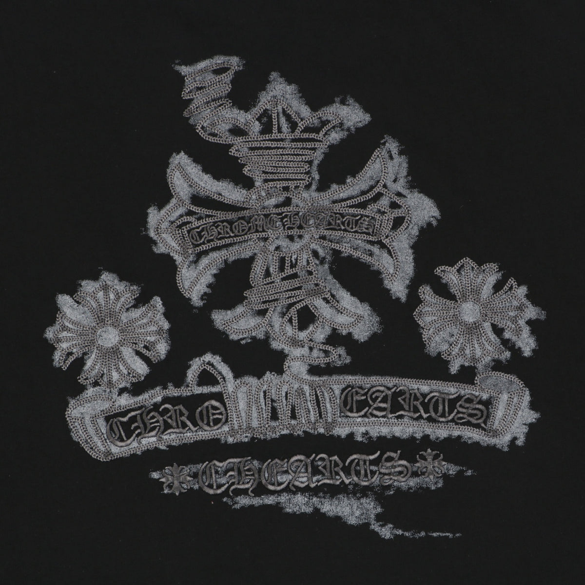 Chrome Hearts Floral Cross Stitch Embroidery Short Sleeve Tee — Black