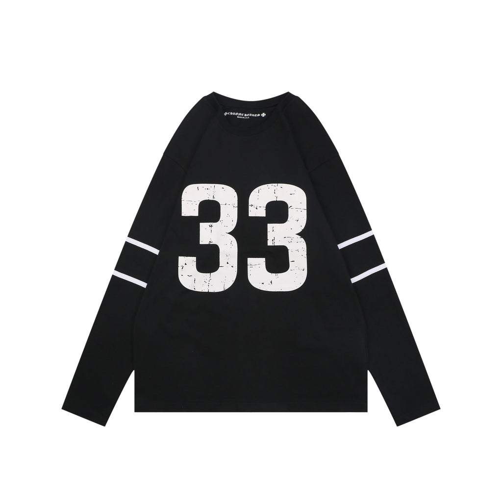 Chrome Hearts No.33 Sanskrit Cross Print Long Sleeve Tee — Black