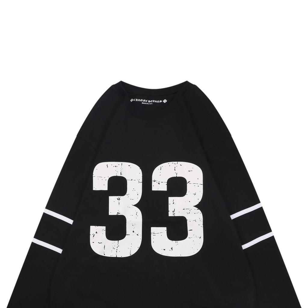 Chrome Hearts No.33 Sanskrit Cross Print Long Sleeve Tee — Black
