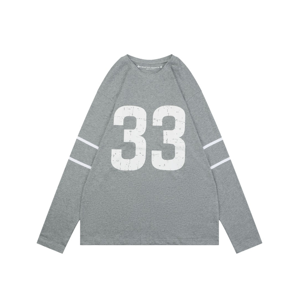 Chrome Hearts No.33 Sanskrit Cross Print Long Sleeve Tee — Grey