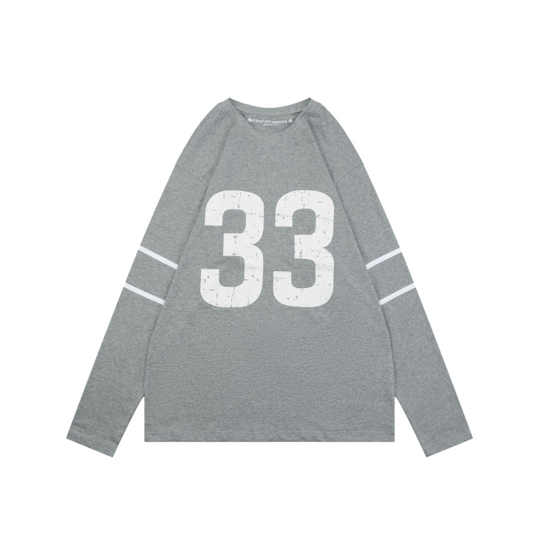 Chrome Hearts No.33 Sanskrit Cross Print Long Sleeve Tee — Grey