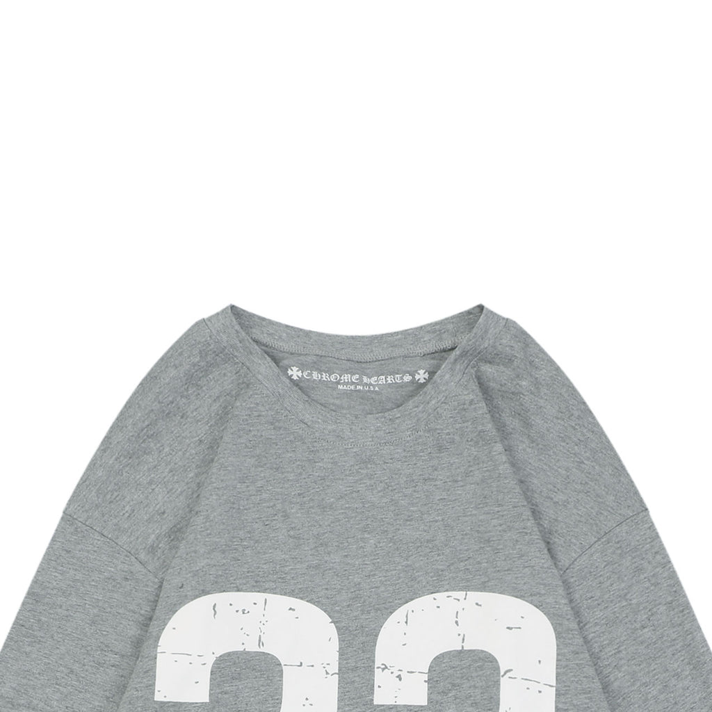 Chrome Hearts No.33 Sanskrit Cross Print Long Sleeve Tee — Grey