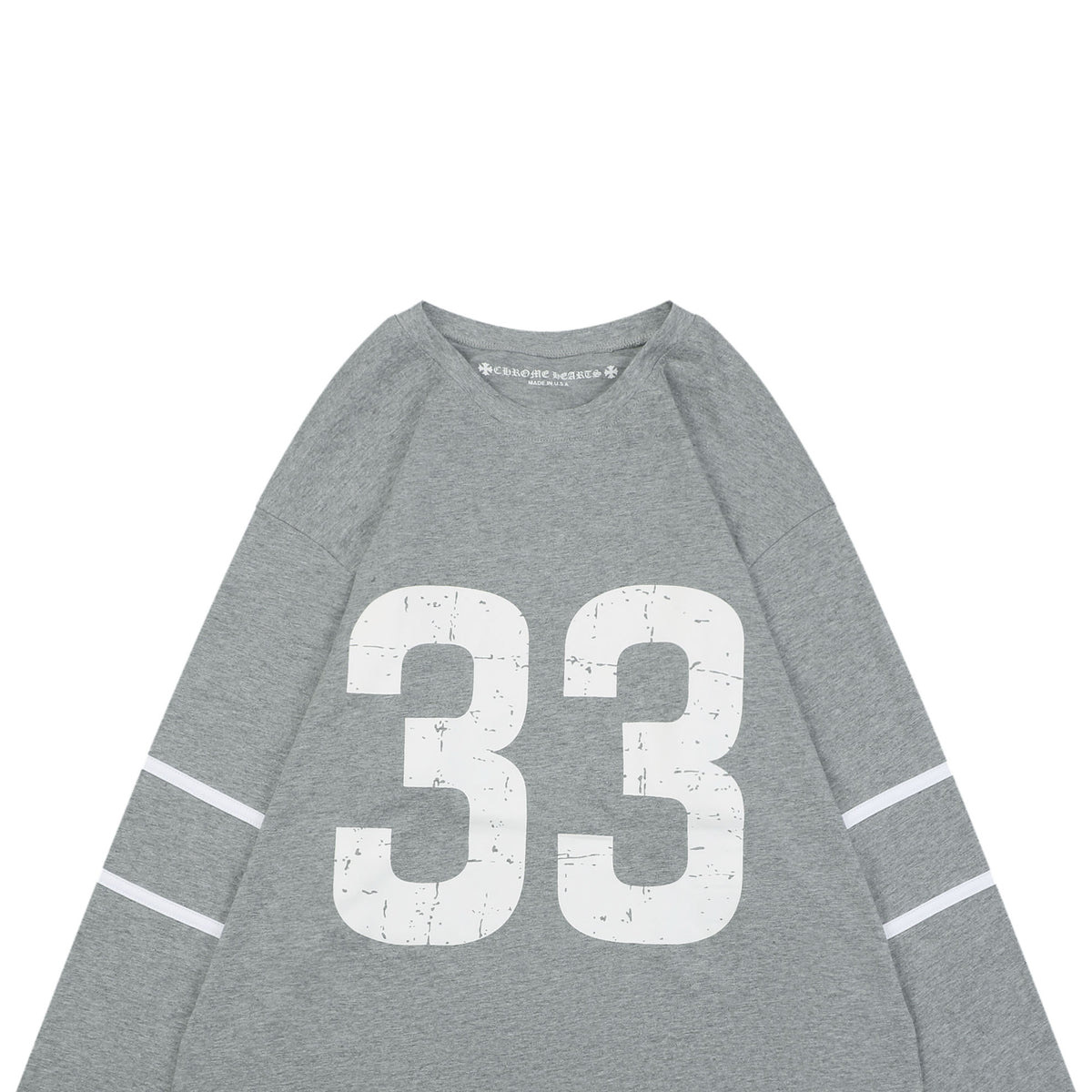 Chrome Hearts No.33 Sanskrit Cross Print Long Sleeve Tee — Grey