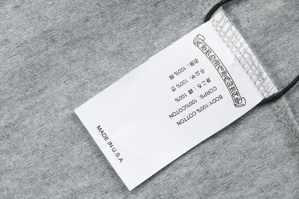 Chrome Hearts No.33 Sanskrit Cross Print Long Sleeve Tee — Grey