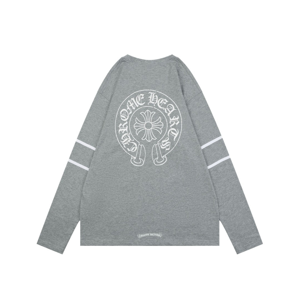 Chrome Hearts No.33 Sanskrit Cross Print Long Sleeve Tee — Grey