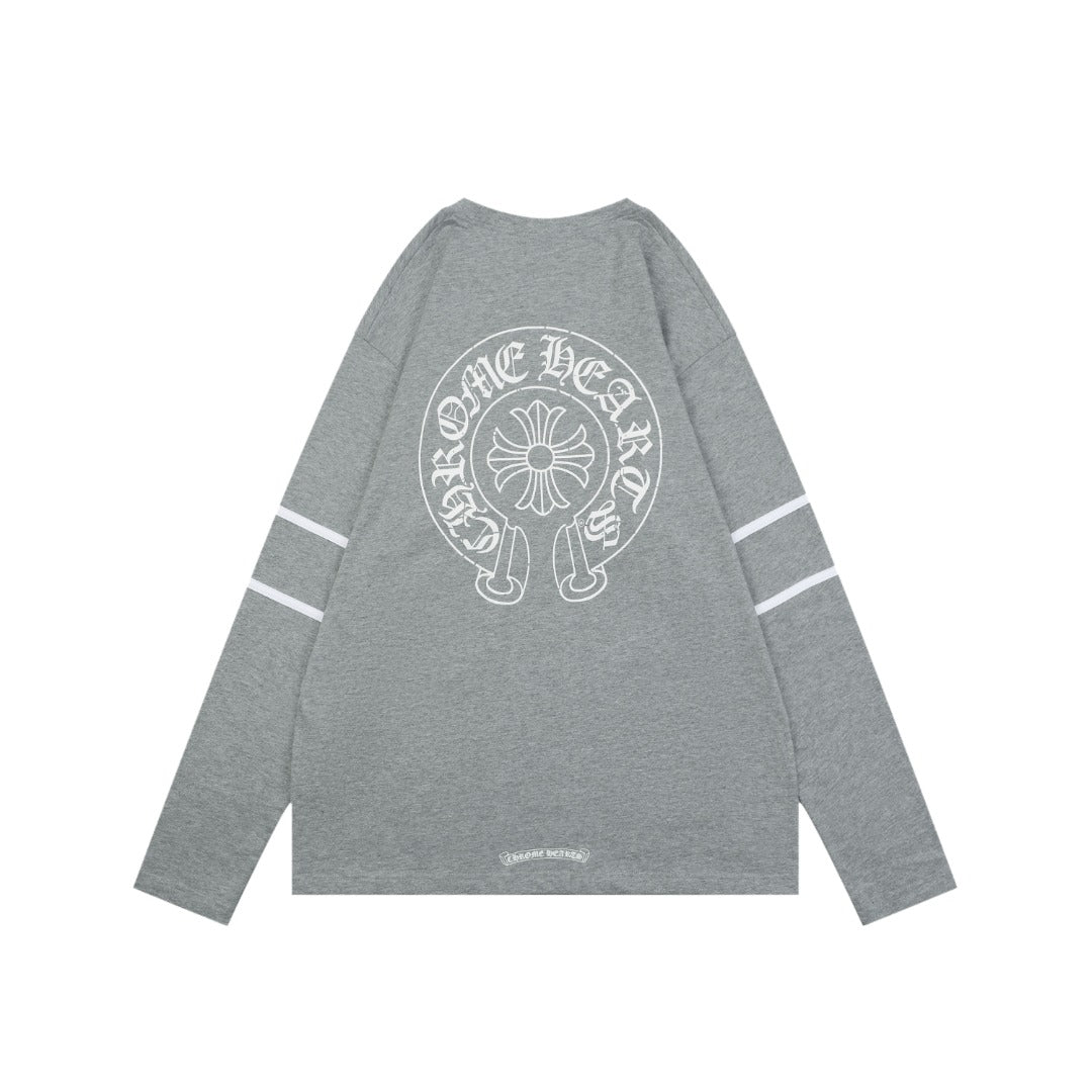 Chrome Hearts No.33 Sanskrit Cross Print Long Sleeve Tee — Grey