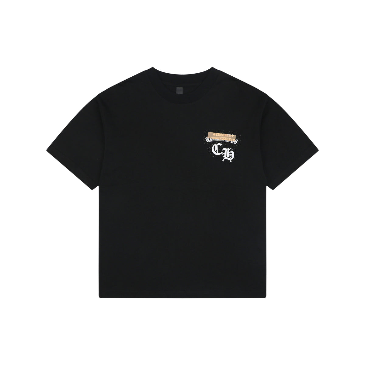 Chrome Hearts Sanskrit Scroll Horseshoe Crest Print Short Sleeve Tee — Black
