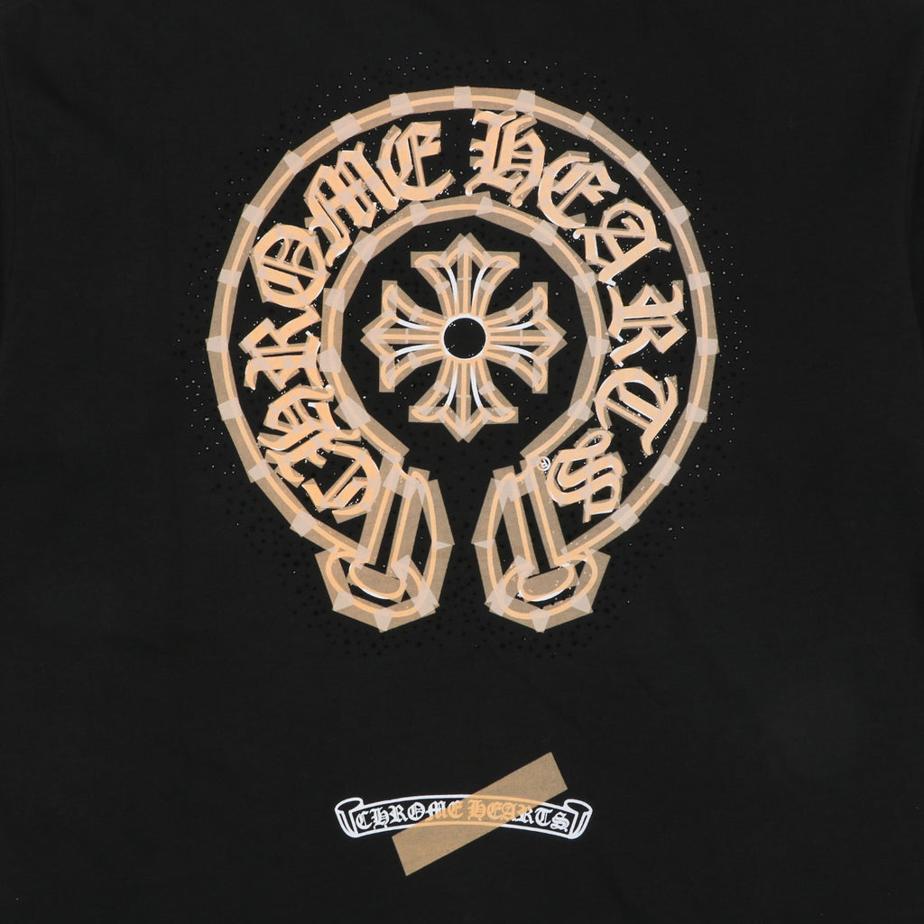 Chrome Hearts Sanskrit Scroll Horseshoe Crest Print Short Sleeve Tee — Black