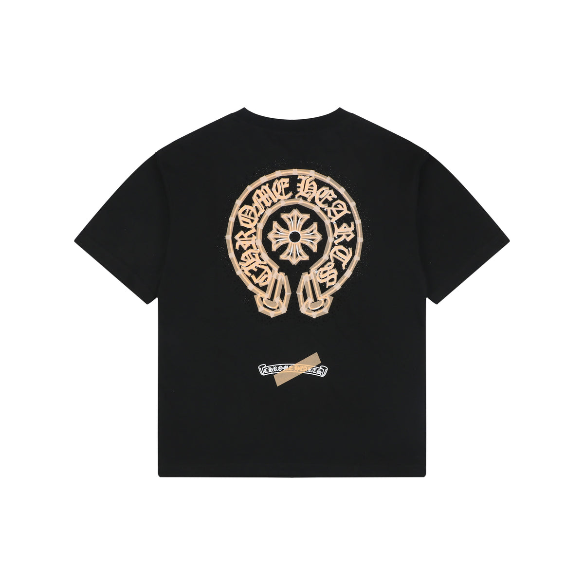 Chrome Hearts Sanskrit Scroll Horseshoe Crest Print Short Sleeve Tee — Black