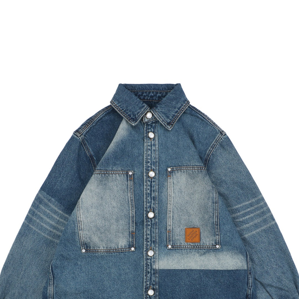 Louis Vuitton 25SS Sun-Faded Patchwork Denim Jacket — Indigo