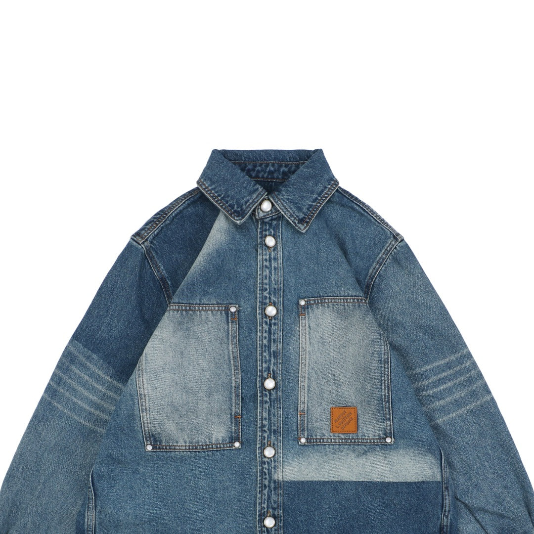 Louis Vuitton 25SS Sun-Faded Patchwork Denim Jacket — Indigo