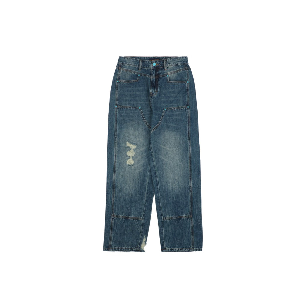 Louis Vuitton 24FW Turquoise Button Washed Cargo Denim Jeans — Indigo