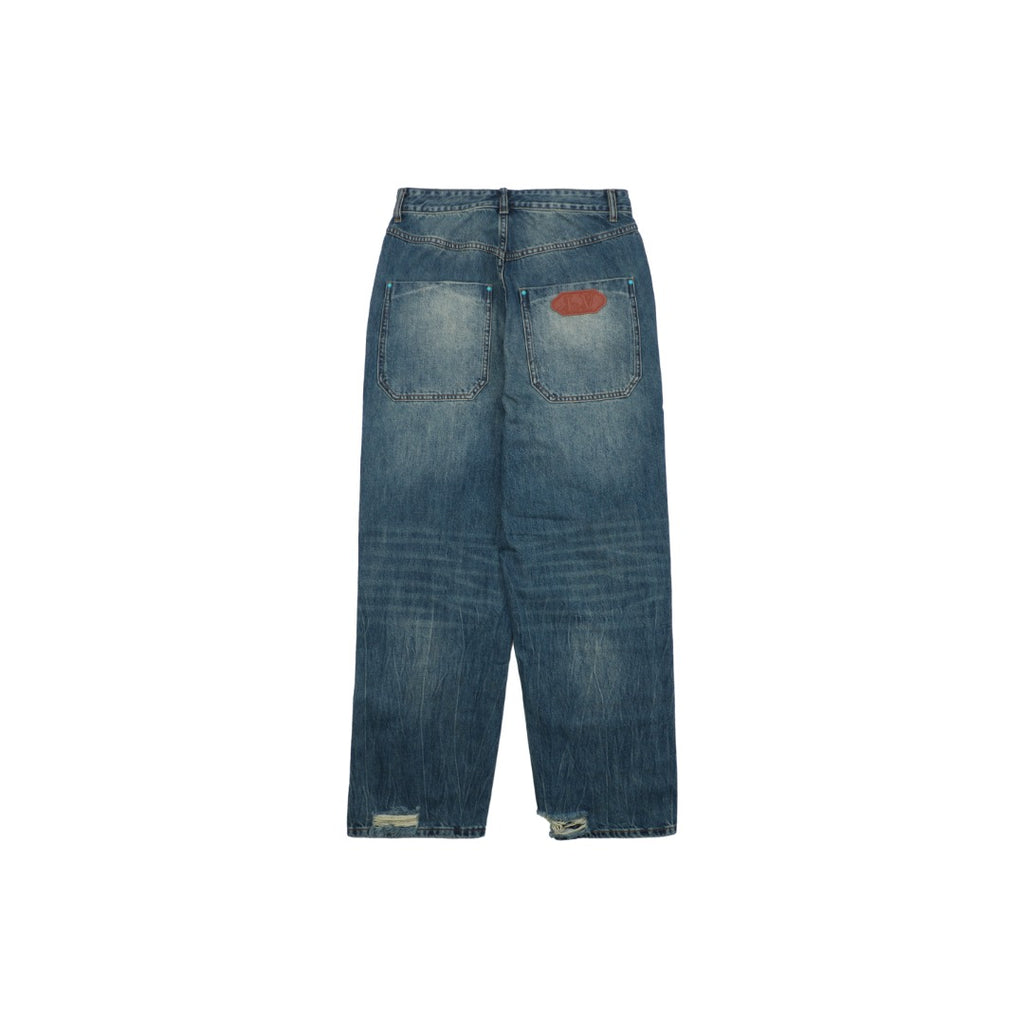 Louis Vuitton 24FW Turquoise Button Washed Cargo Denim Jeans — Indigo