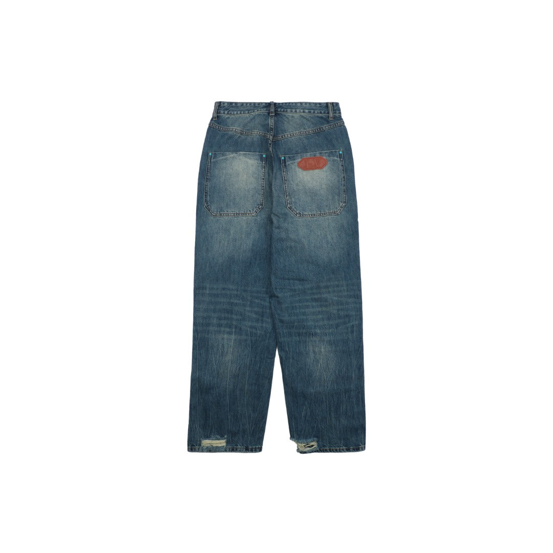 Louis Vuitton 24FW Turquoise Button Washed Cargo Denim Jeans — Indigo